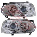 HEADLAMP - SET - L&R - PROJECTOR - CHROMED - TO SUIT - VW GOLF MK3 1H 1991- 1998